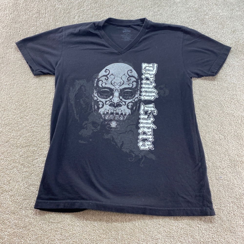 Harry Potter Death Eater Shirt Mens Medium V-Neck‎ Graphic Tee Universal Studios